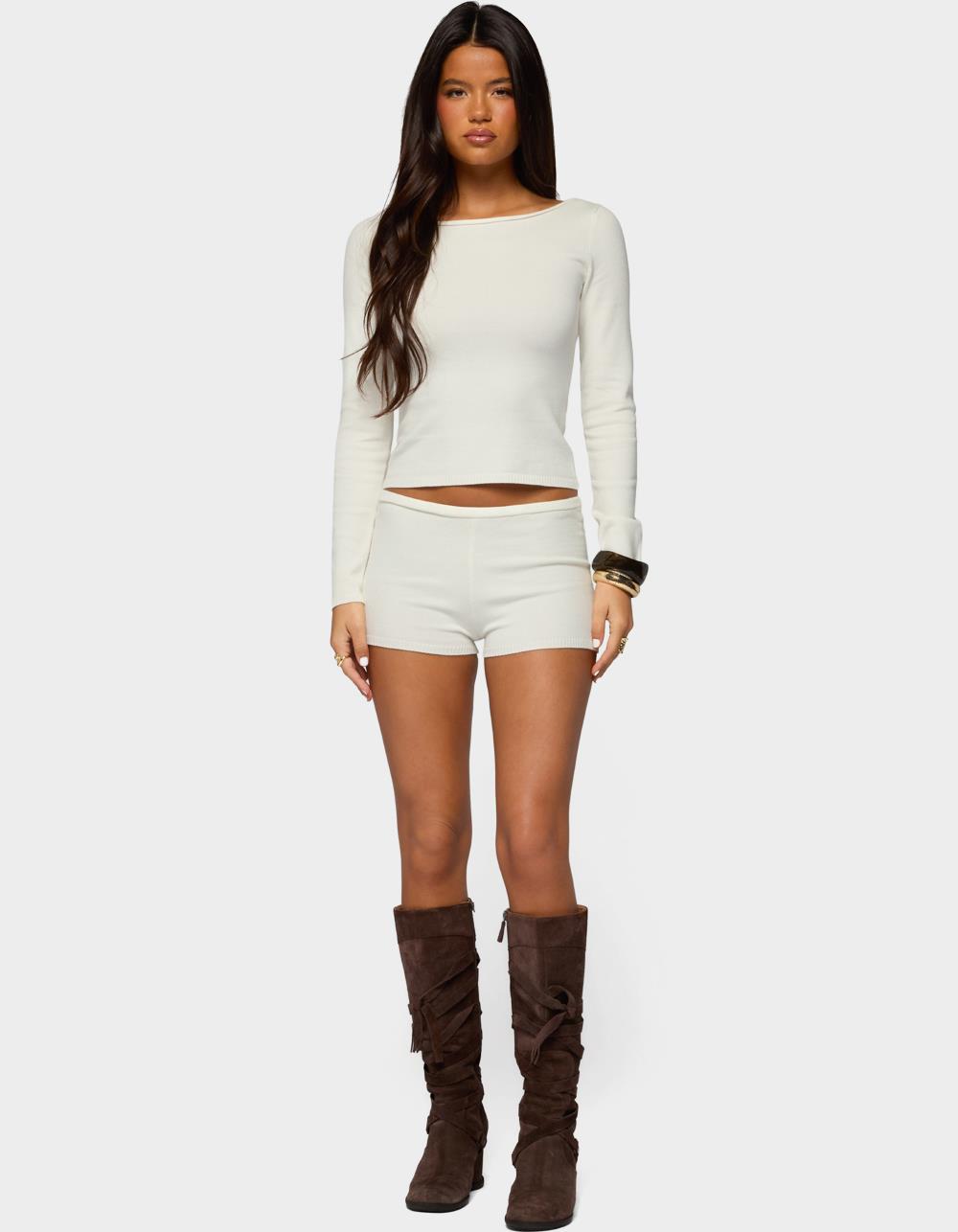 EDIKTED Arianna Off Shoulder Sweater - BEIGE