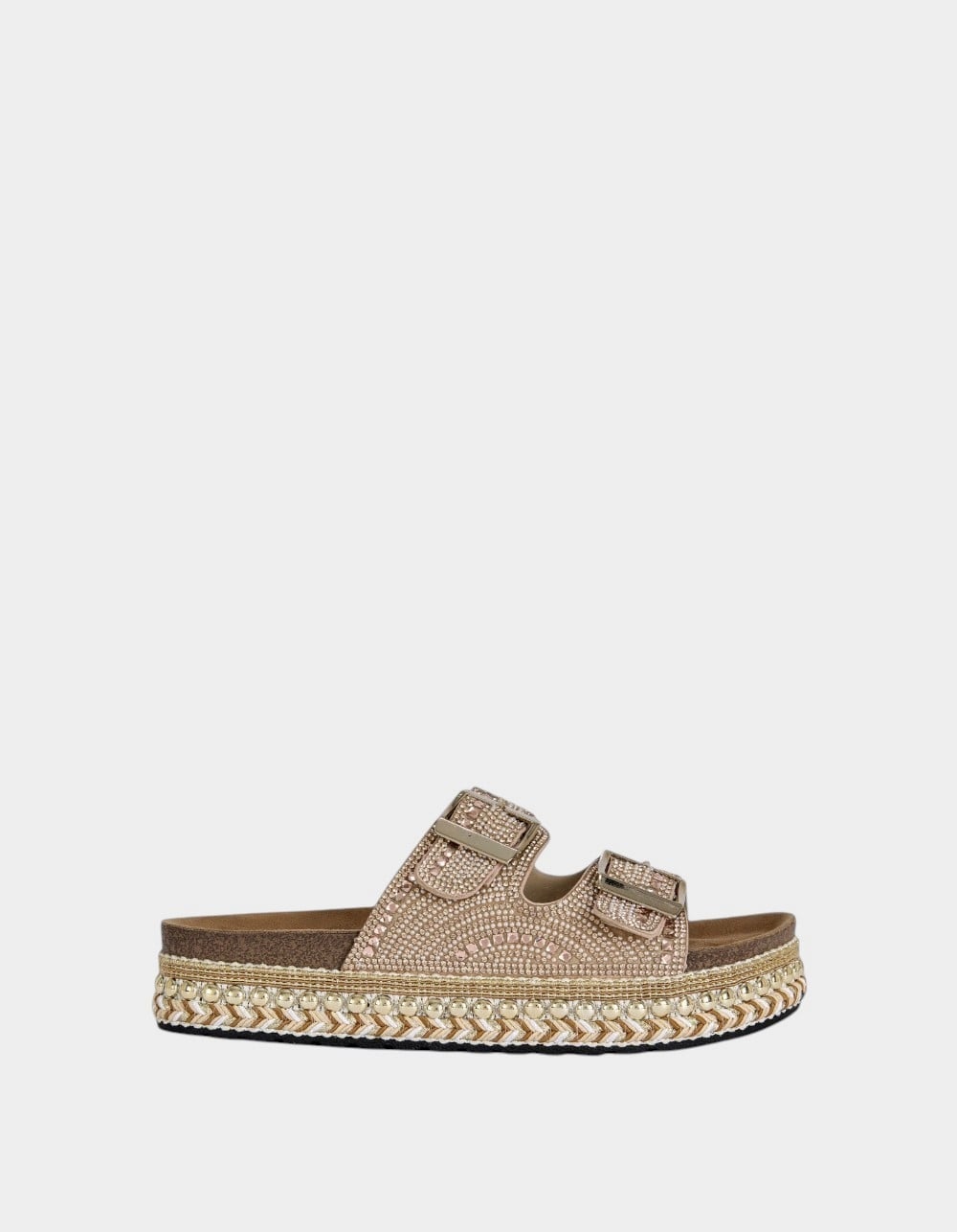 AZALEA WANG Ezri Beaded Womens Sandals - ROSE GOLD