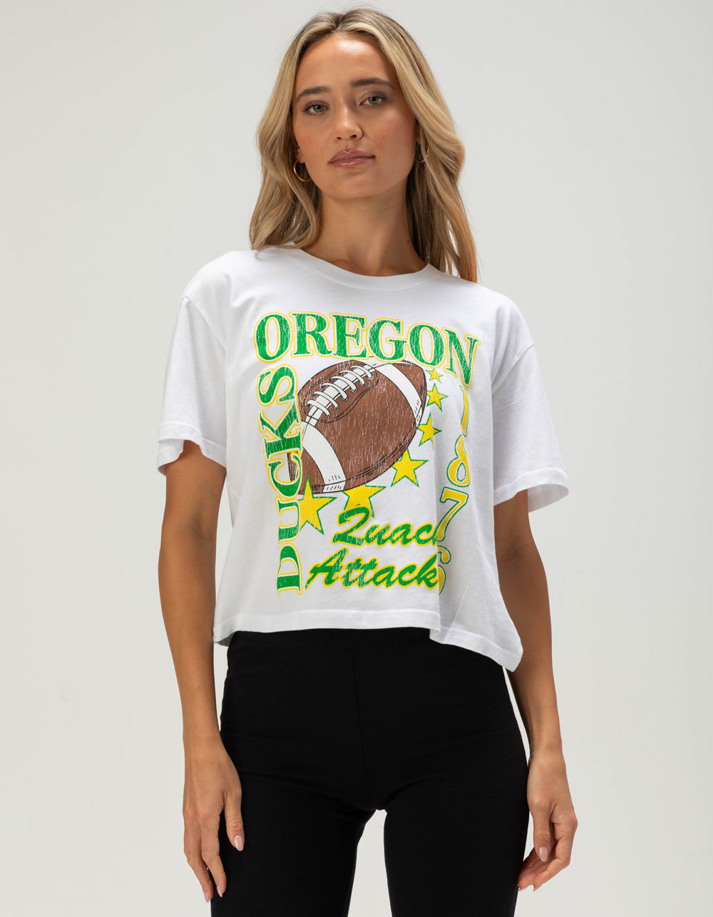 CHICKA-D University of Oregon Short 'n Sweet Womens Crop Tee - WHITE
