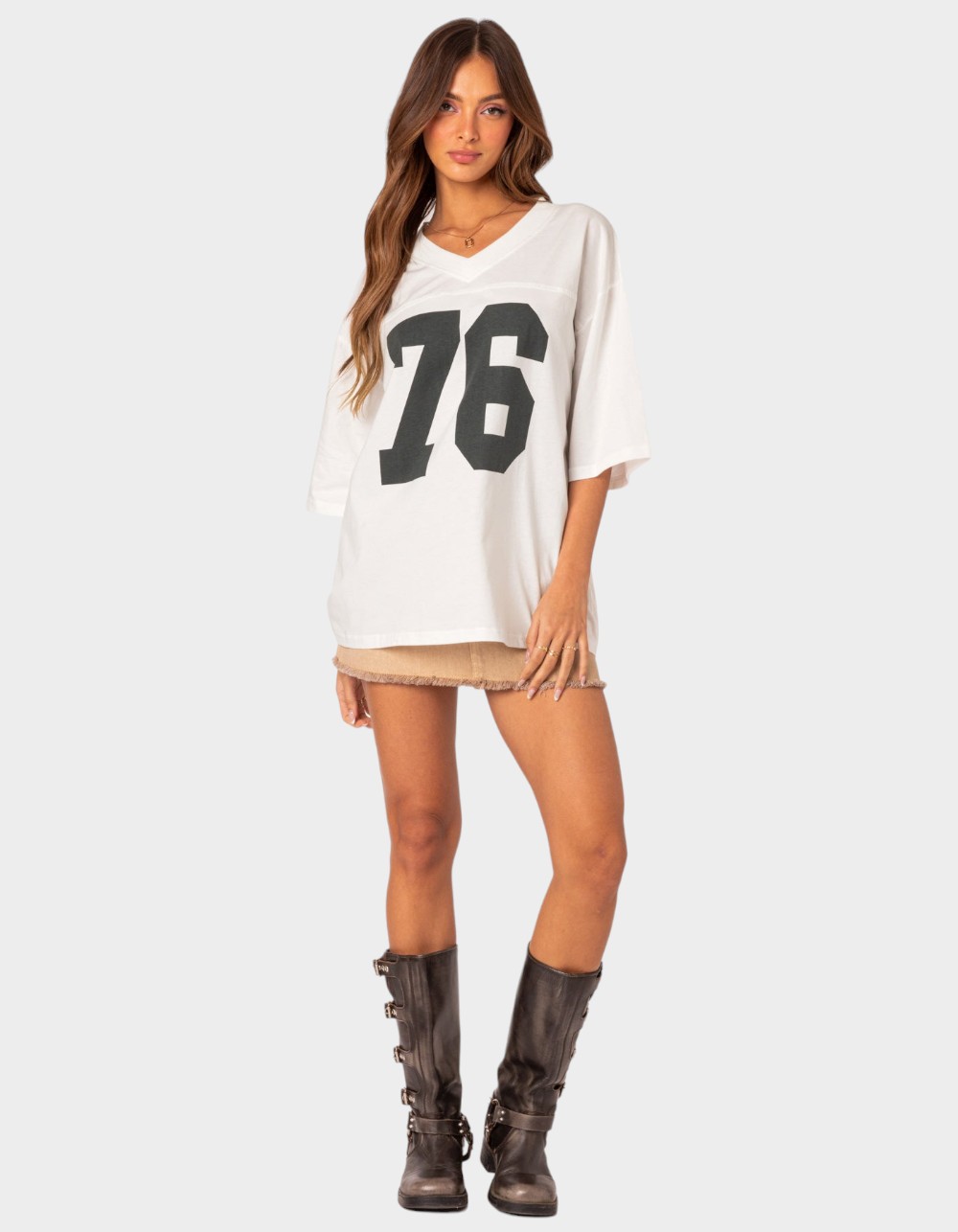 EDIKTED 76 Oversized Tee - WHITE
