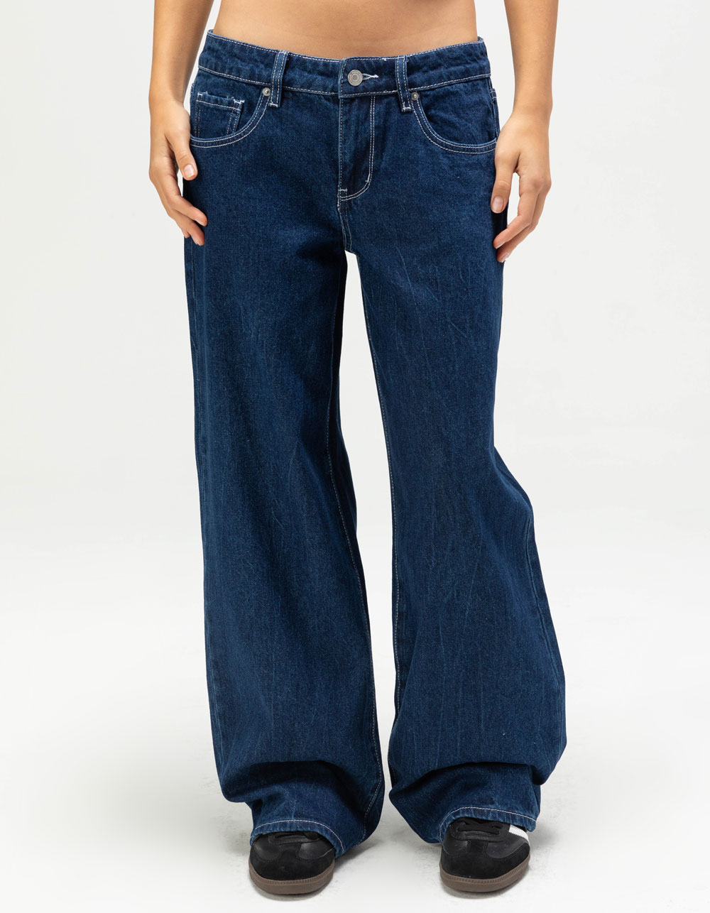 RSQ Womens Low Rise Baggy Jeans - DARK RINSE