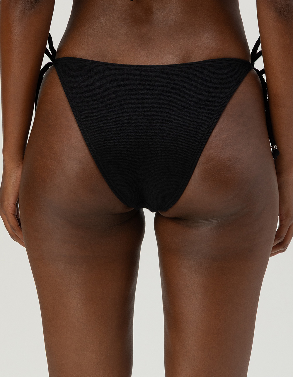 DAMSEL Squiggle Tie Side Cheeky Bikini Bottoms - BLACK
