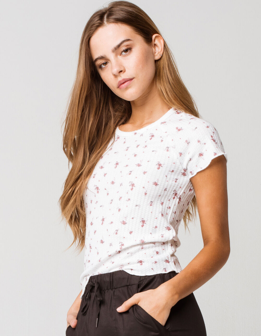 COCO & JAIMESON Floral Womens Thermal Top - WHITE COMBO | Tillys