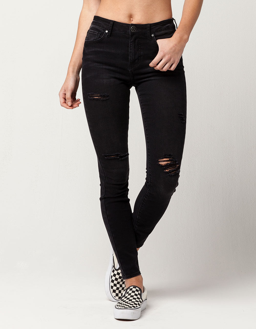 RSQ Manhattan High Rise Womens Ripped Skinny Jeans - BLACK | Tillys