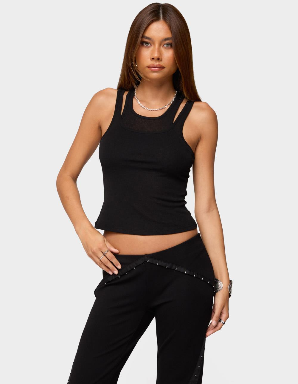 EDIKTED Sammy Layered Tank Top - BLACK