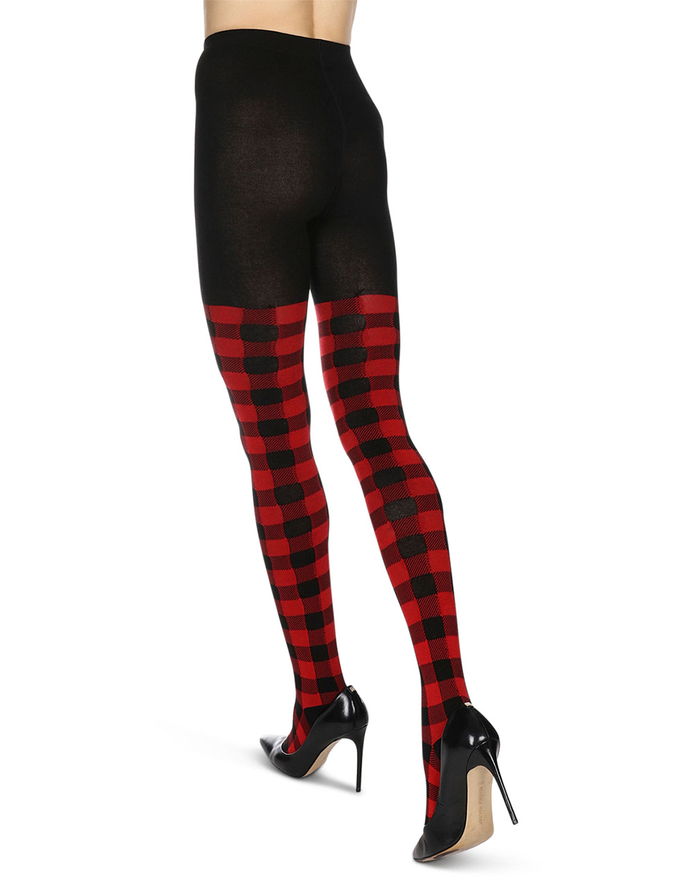 MEMOI Buffalo Check Womens Sweater Tights - BLACK COMBO