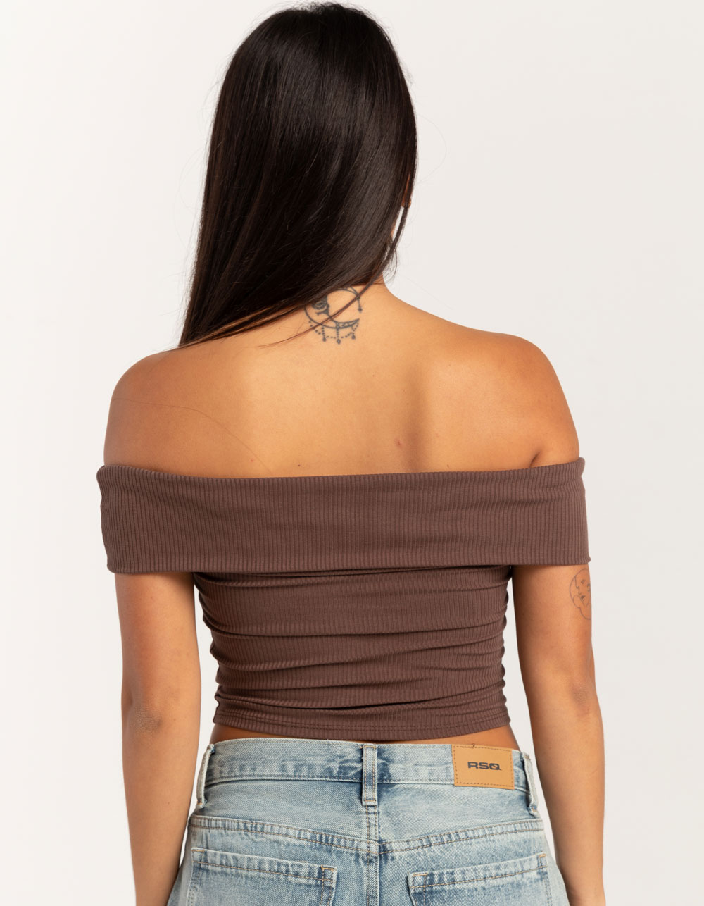 RSQ Womens Off The Shoulder Top - BROWN