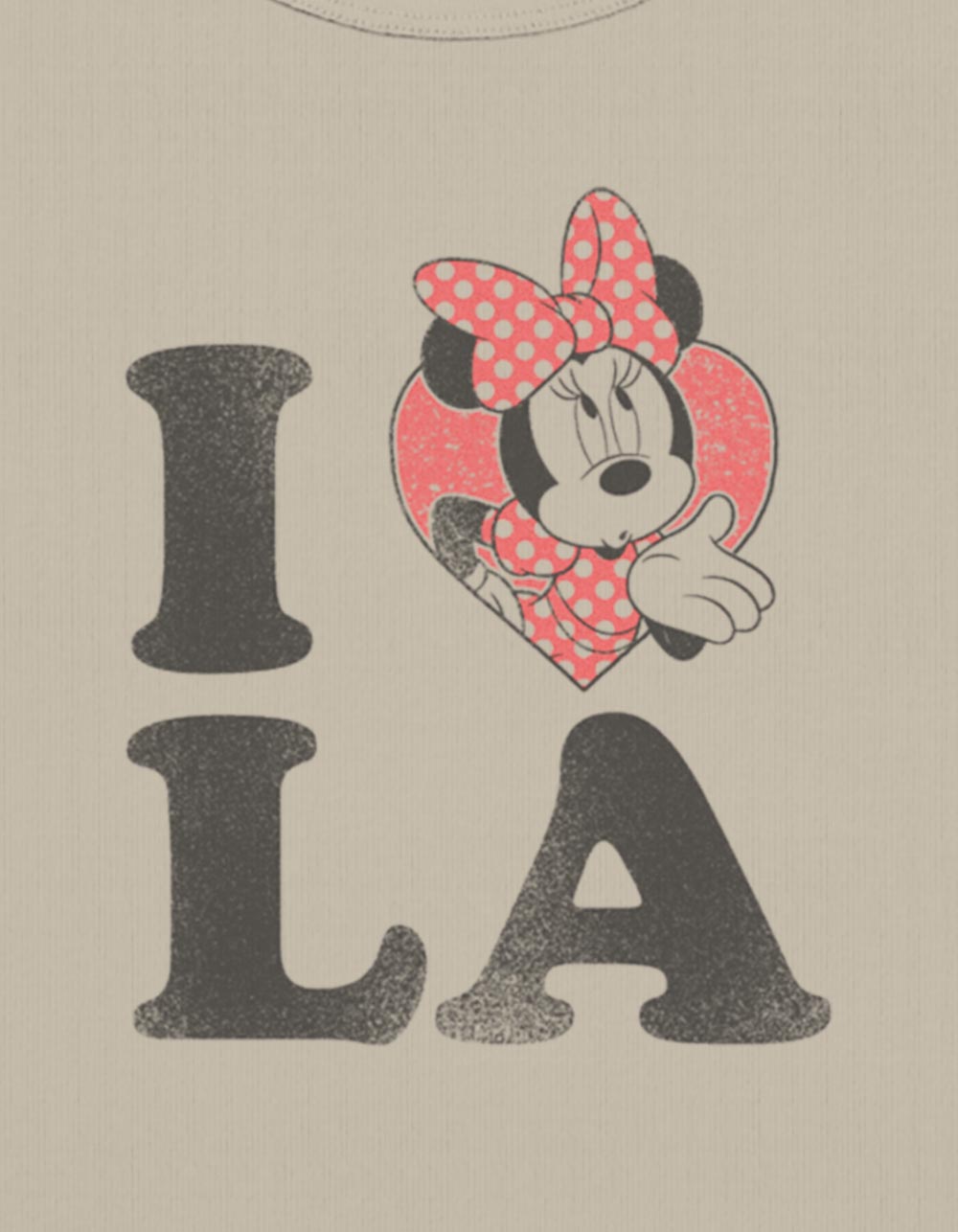 DISNEY Minnie Love Los Angeles Womens Baby Tee - TAUPE