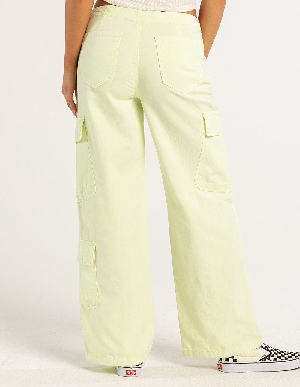 FULL TILT Low Rise Invisible Waist Womens Cargo Pants - CITRON