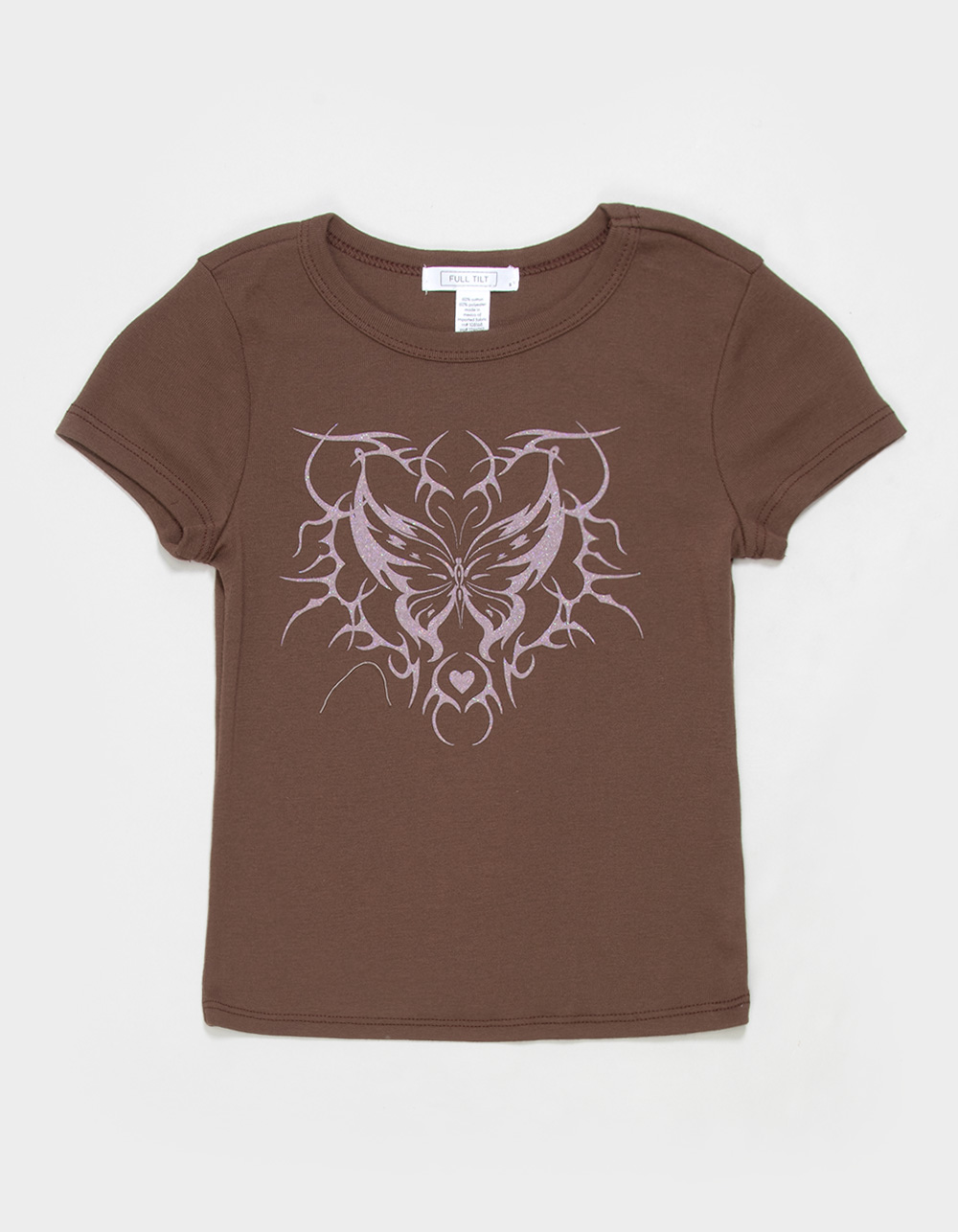 FULL TILT Y2K Butterfly Girls Tee - BROWN