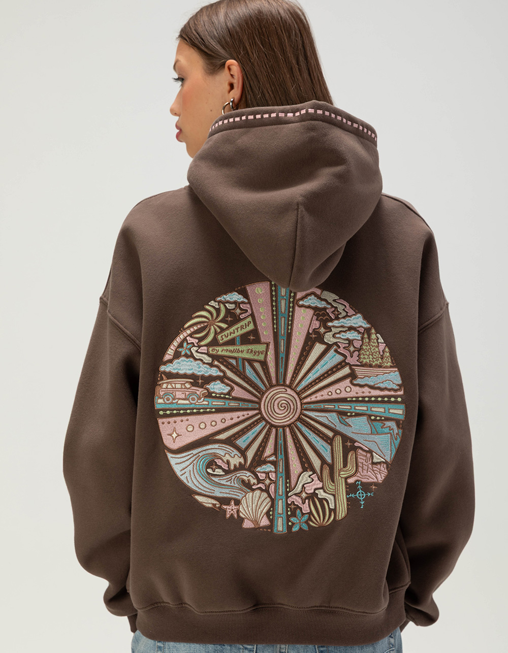 MALIBU SKYYE Around The Sun Womens Hoodie - BROWN