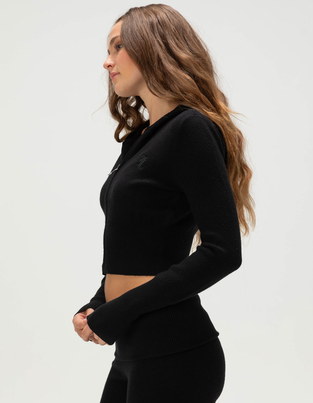 JUICY COUTURE Sweater Bling Womens Zip-Up Hoodie - BLACK