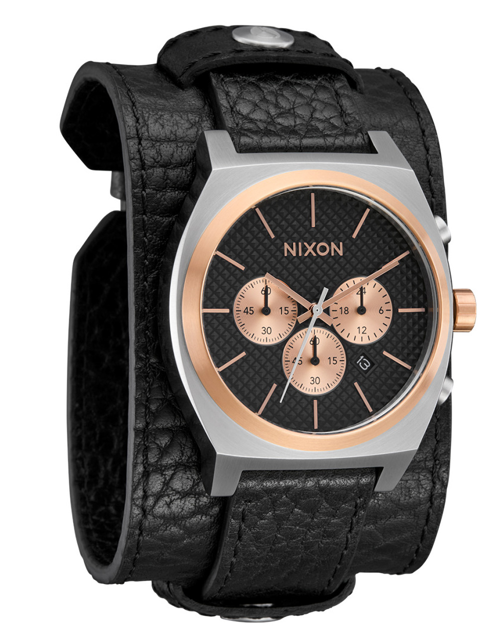 NIXON Time Teller Leather Rocker - BLK/SILVER