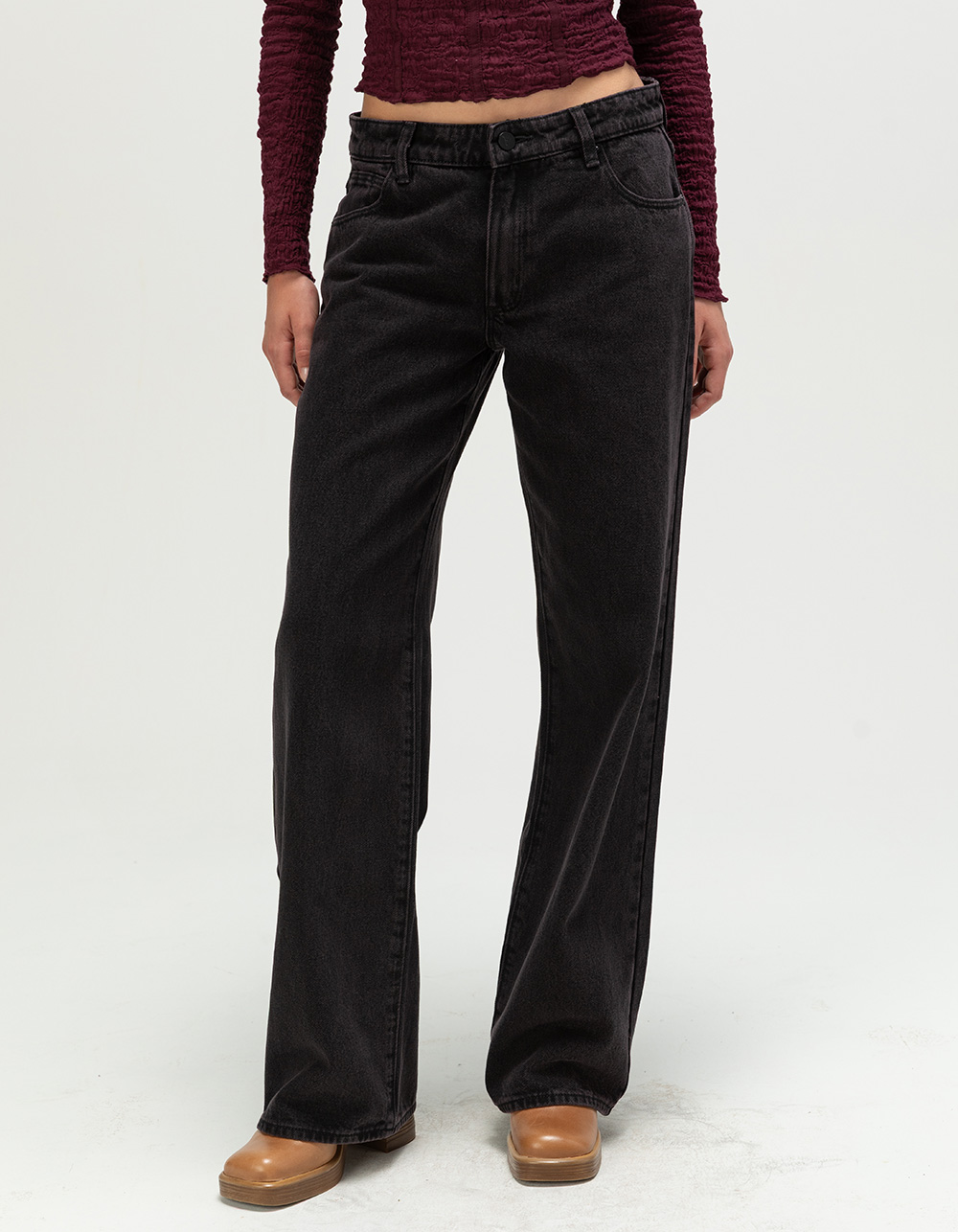 ABRAND 99 Low Rise Womens Baggy Jeans - BLACK DENIM