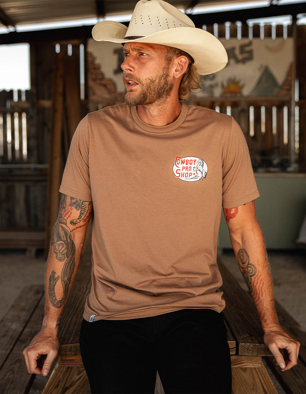 SENDERO PROVISIONS CO. Cowboy Pro Mens Tee - BROWN
