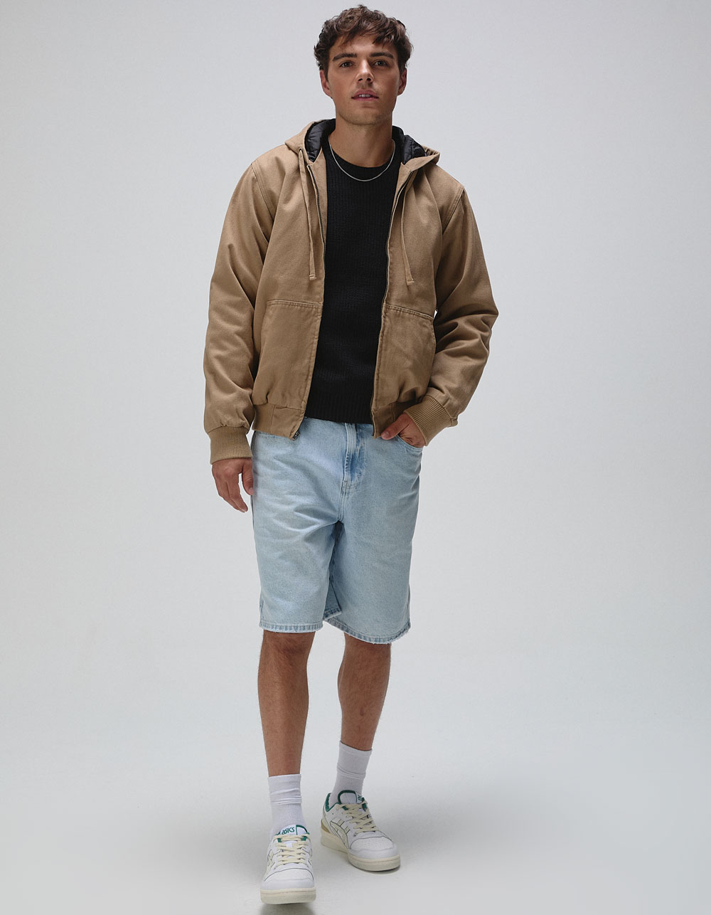 RSQ Mens Oversized Hooded Twill Jacket - TAN