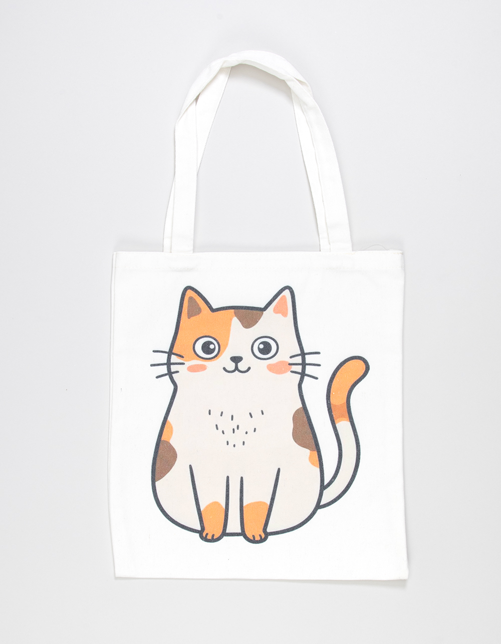 Cat Canvas Tote Bag - NATURAL