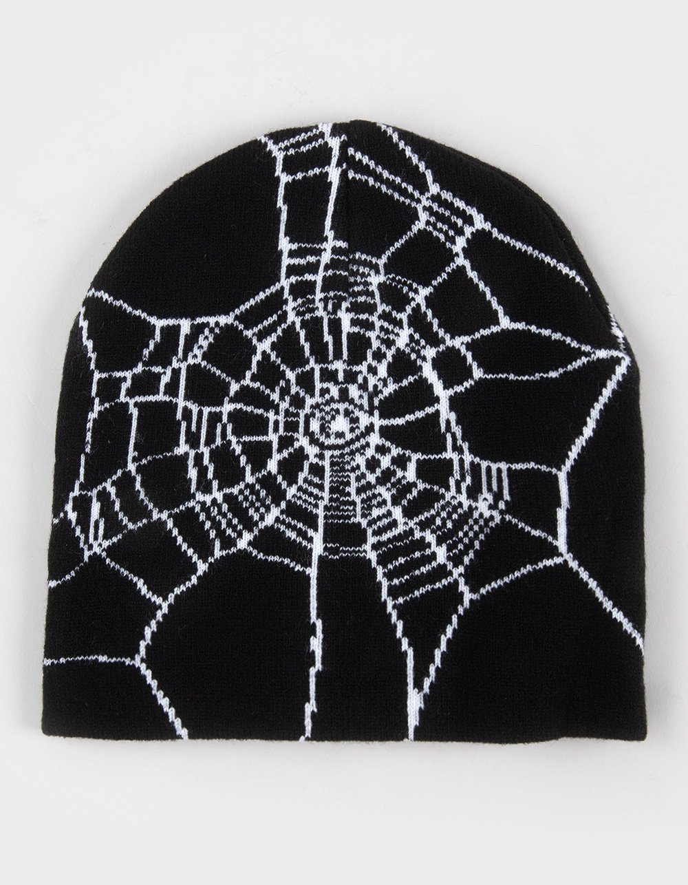 Spider Web Skully Beanie - BLK/WHT