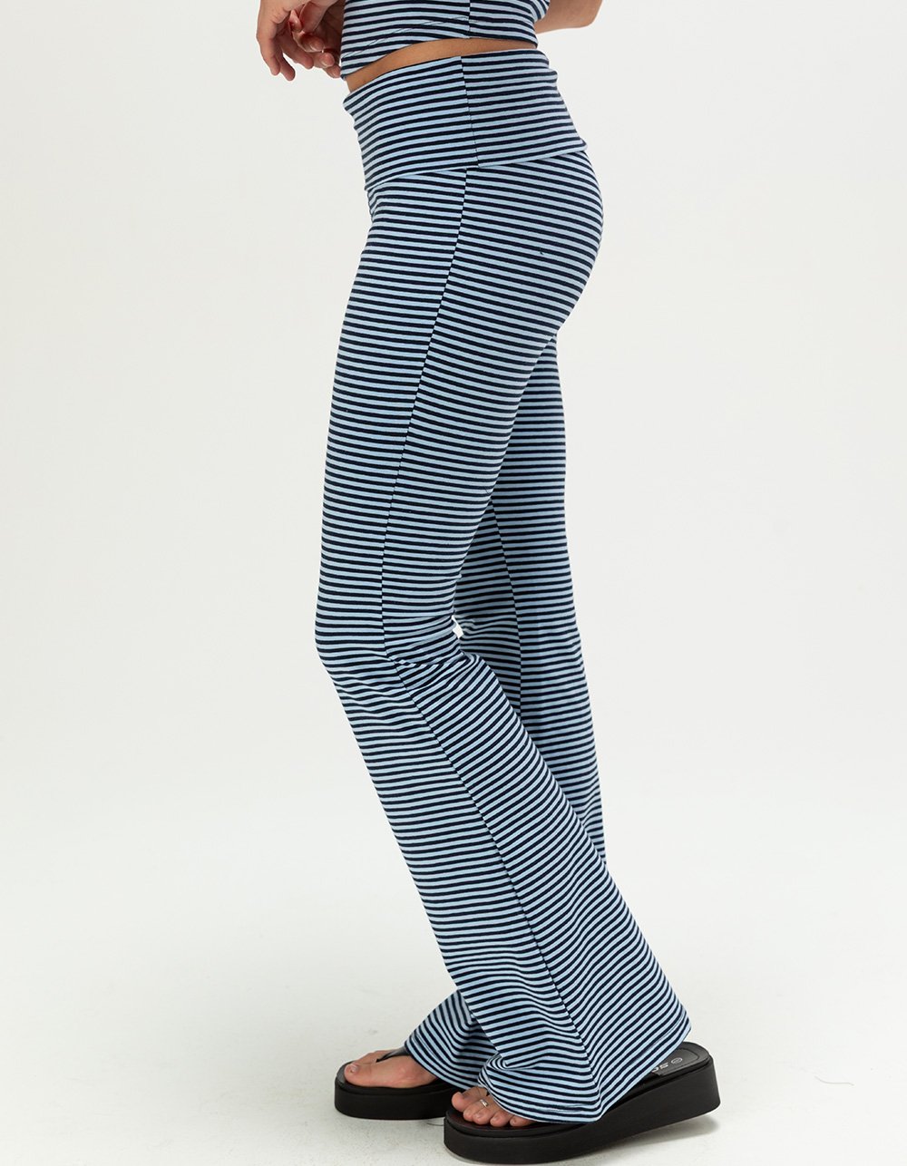 FULL TILT Print Womens Fold Over Flare Pants - NAVY COMBO