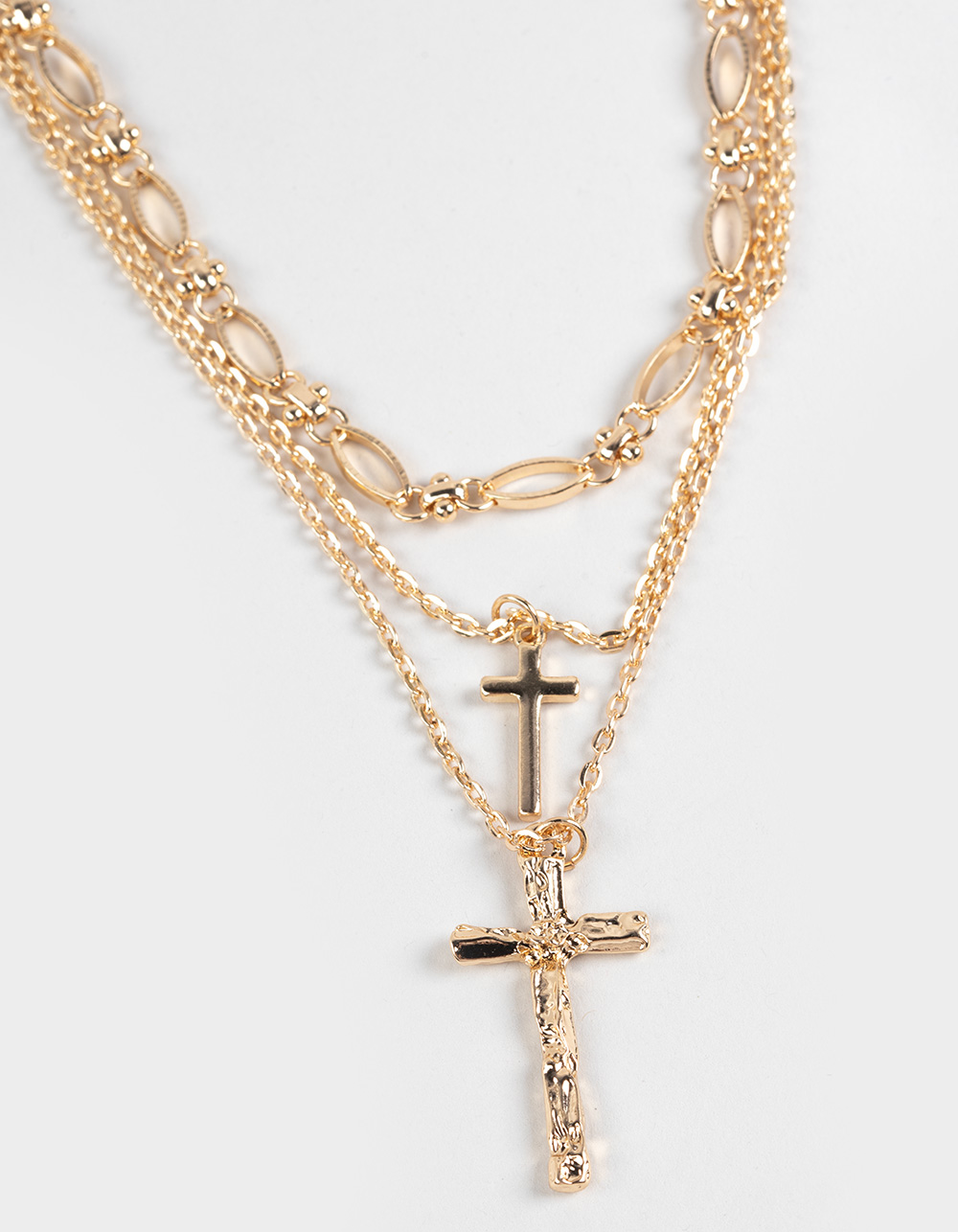 FULL TILT Layered Cross Necklace - GOLD