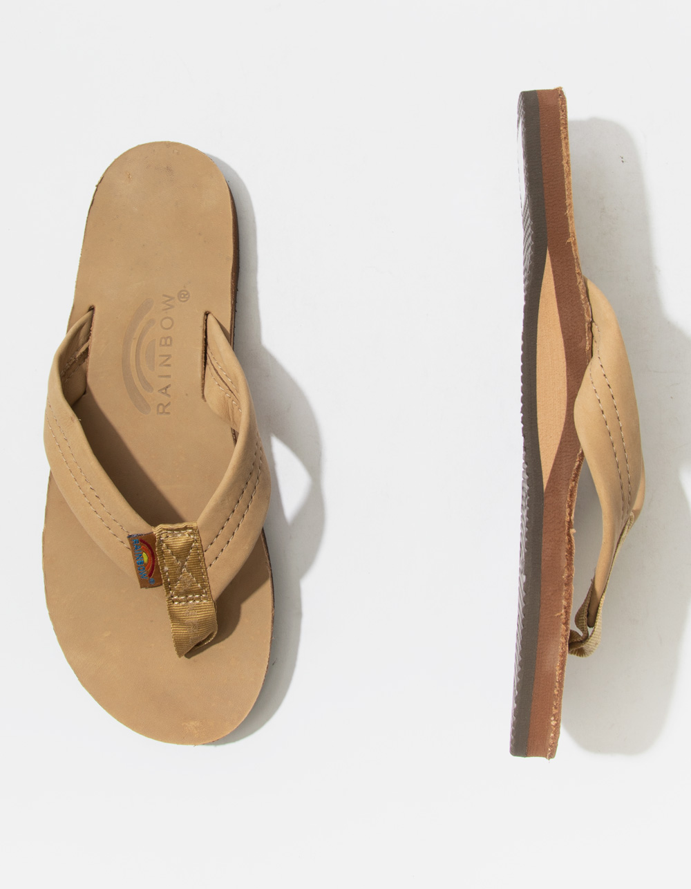 RAINBOW Leather Womens Flip Flops - SAND