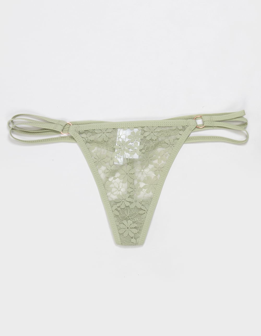 FULL TILT Strappy Side Lace Thong - LT GREEN
