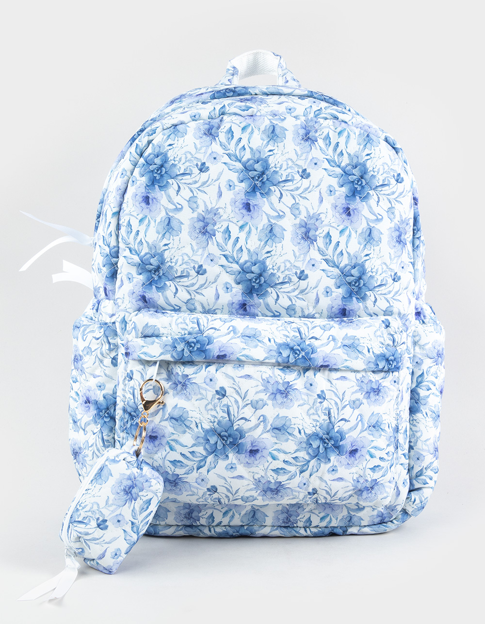 TILLYS Quilted Floral Backpack - BLUE COMBO