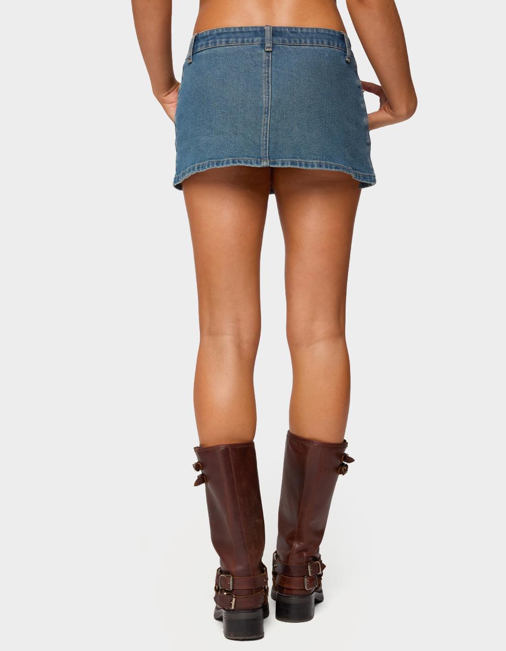 EDIKTED Josiee Stretchy Denim Mini Skort - LIGHT BLUE