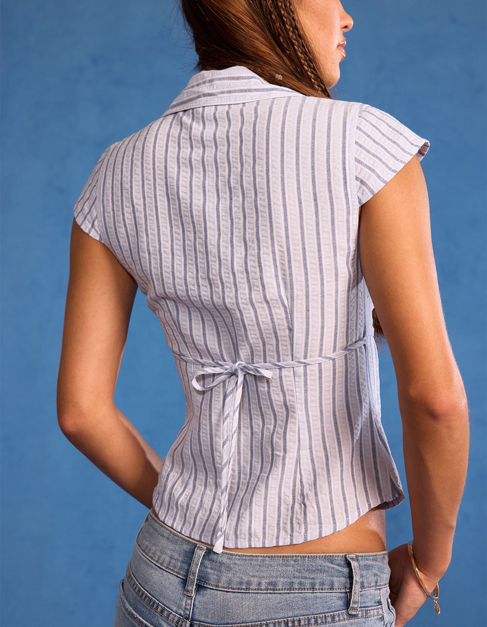 RSQ Womens Button Up Shirt - BLUE COMBO