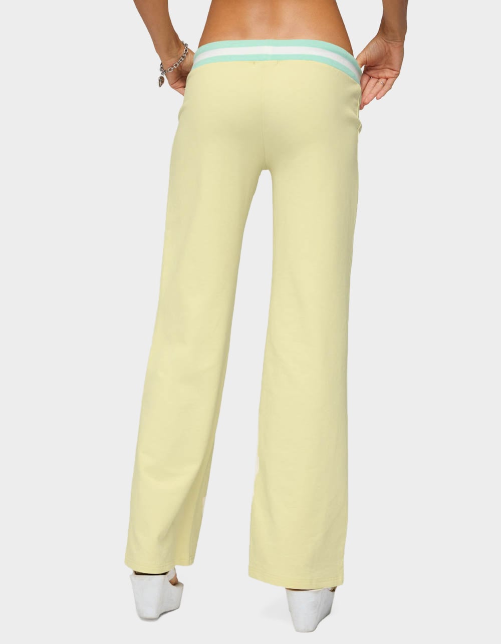 EDIKTED Clioh Contrast Waist Sweatpants - YELLOW