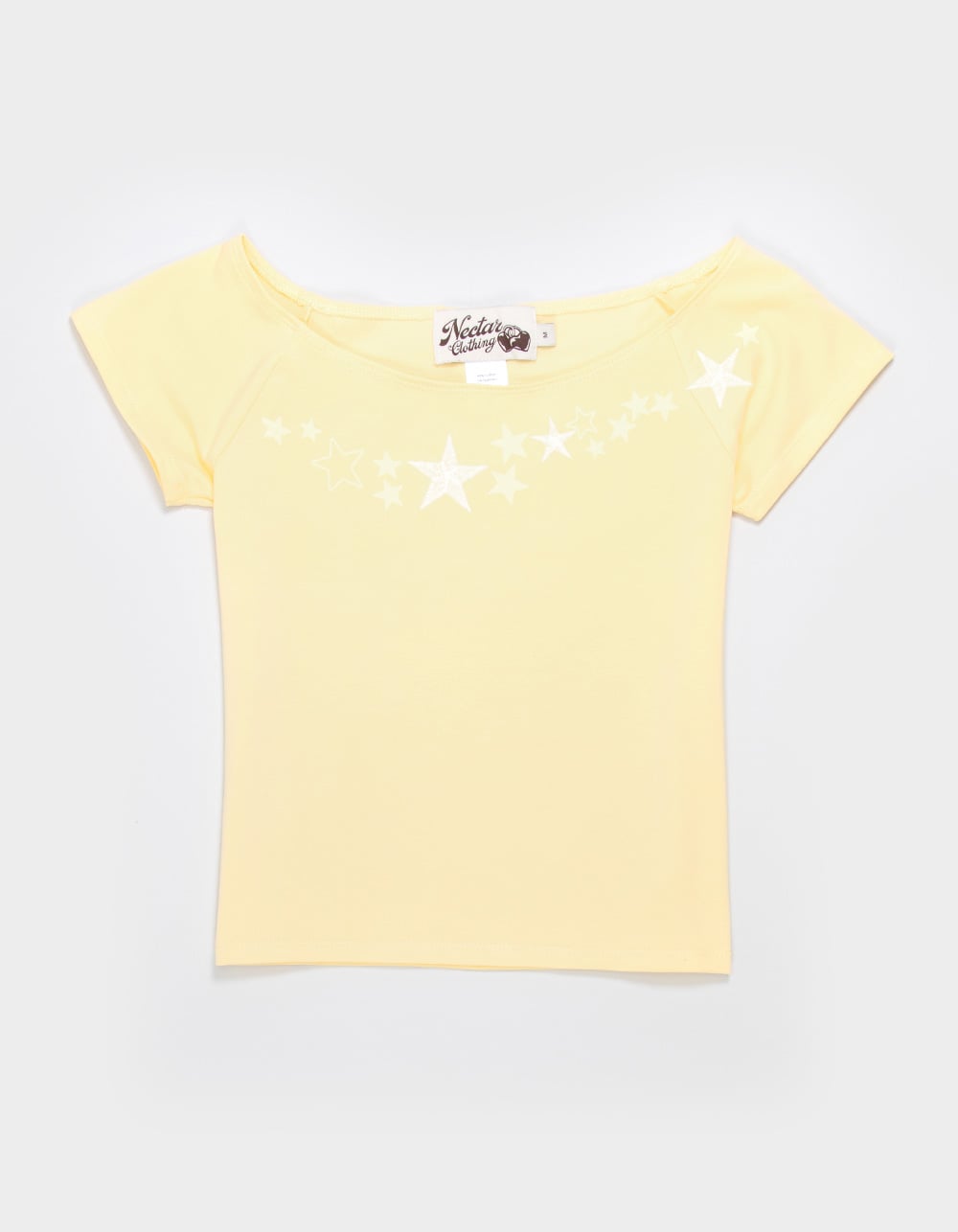 NECTAR CLOTHING Embroidered Stars Girls Off The Shoulder Top - YELLOW