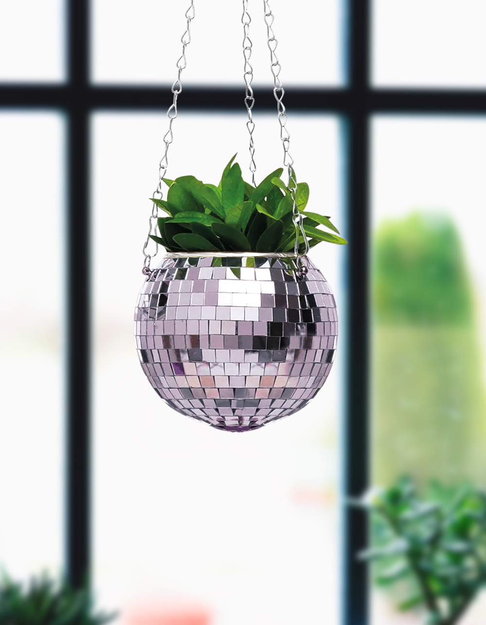 Disco Ball Hanging Planter SILVER Tillys