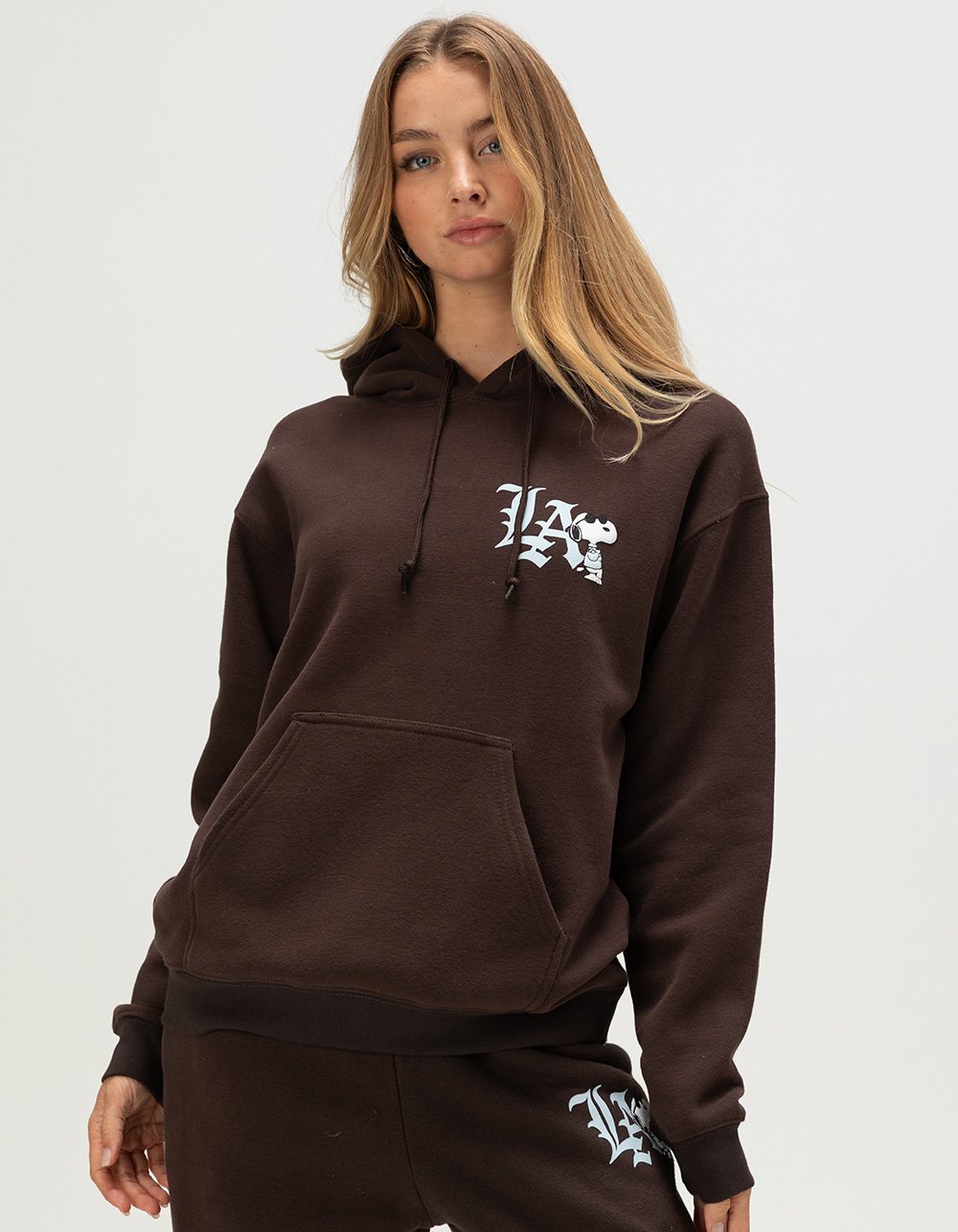 RIOT SOCIETY x Peanuts LA Snoopy Womens Hoodie - BROWN