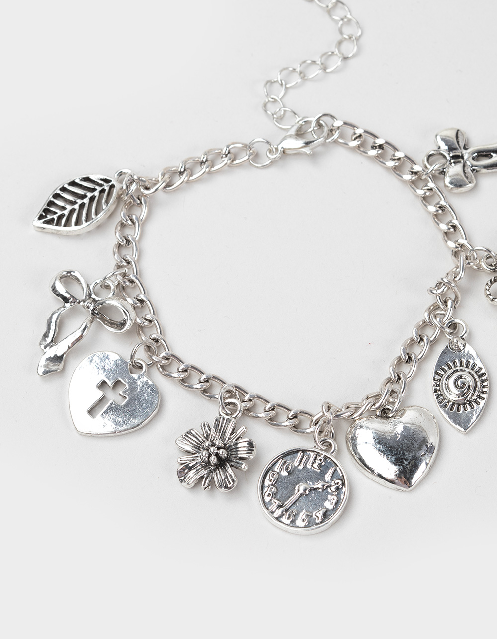 FULL TILT Cross/Heart Multi Charm Bracelet - SILVER