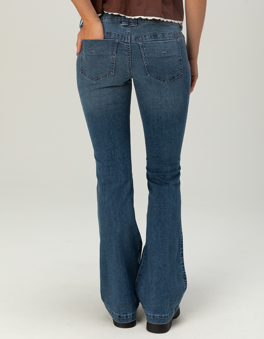 RSQ Womens Low Rise Extended Tab Bootcut Jeans - MEDIUM WASH