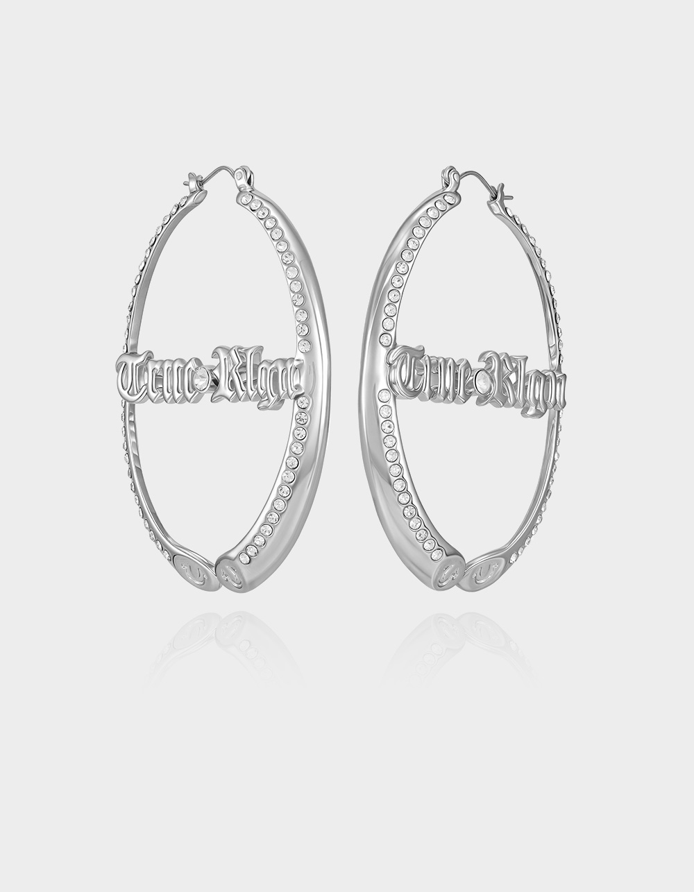 TRUE RELIGION Logo Hoop Earrings - SILVER