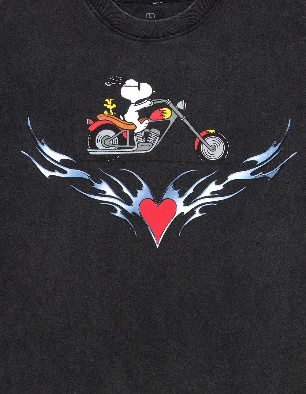 PEANUTS Moto Mens Boxy Tee - WASHED BLACK
