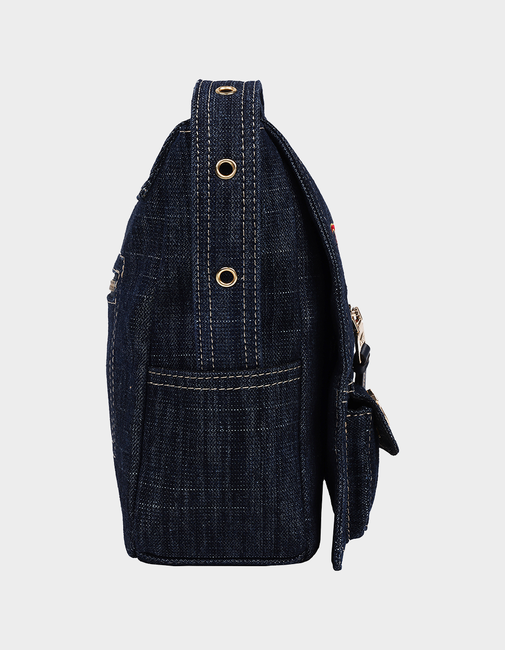 TRUE RELIGION Multi Patch Denim Messenger Bag - DK DENIM
