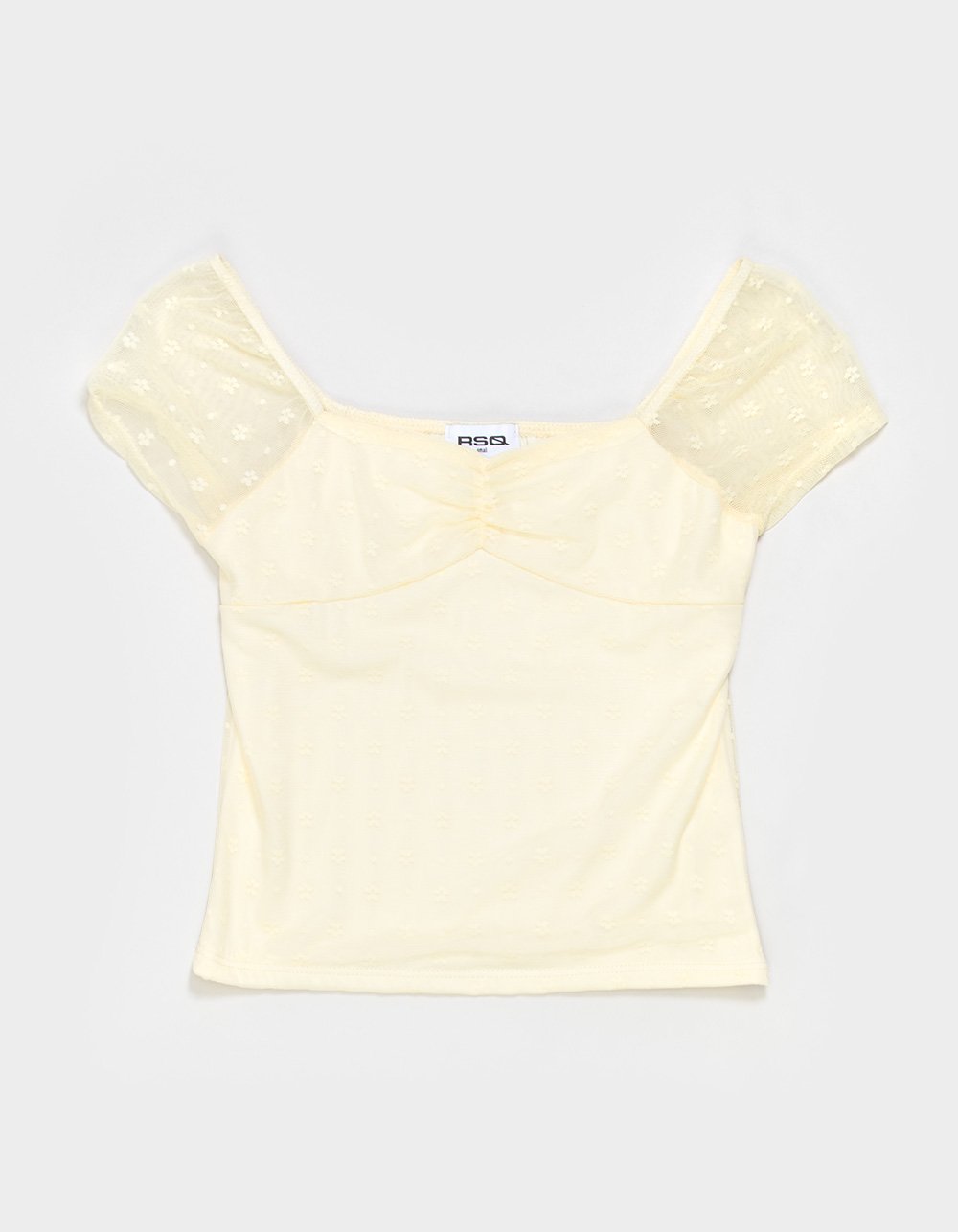 RSQ Girls Flocked Mesh Top - YELLOW
