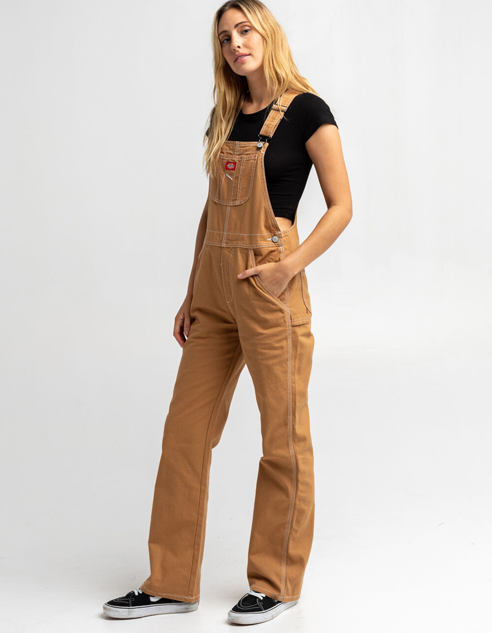 DICKIES Womens Relaxed Fit Bib Overalls CAMEL Tillys