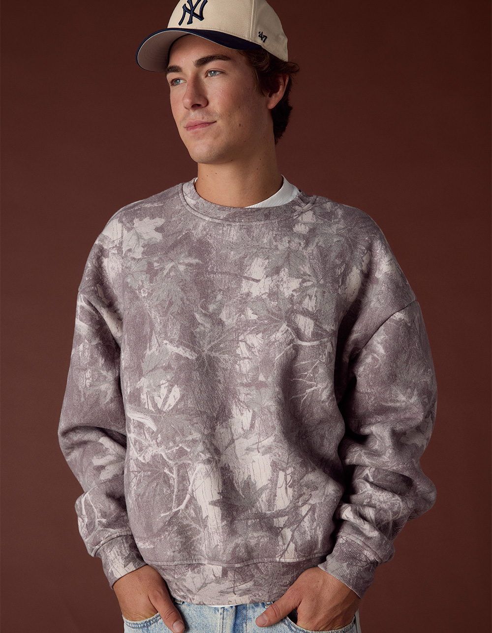 RSQ Mens Oversized Crewneck Sweatshirt - CAMO