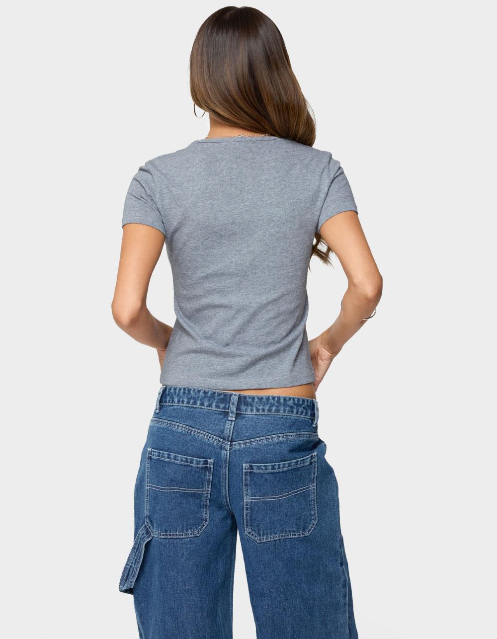 EDIKTED Nikkey Semi Sheer Tee - GRAY