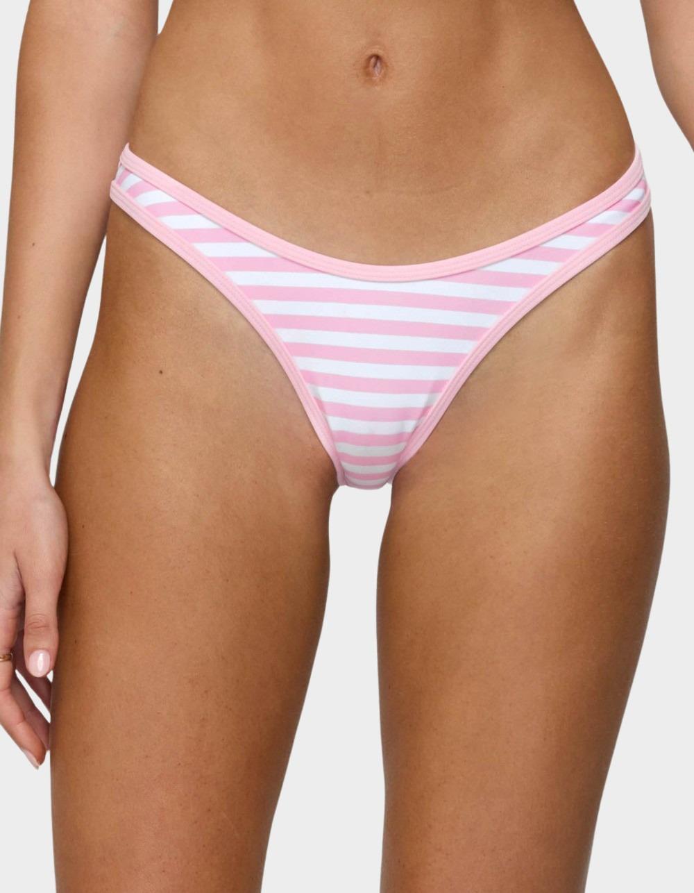 EDIKTED Jayla Striped Bikini Bottoms - PINK