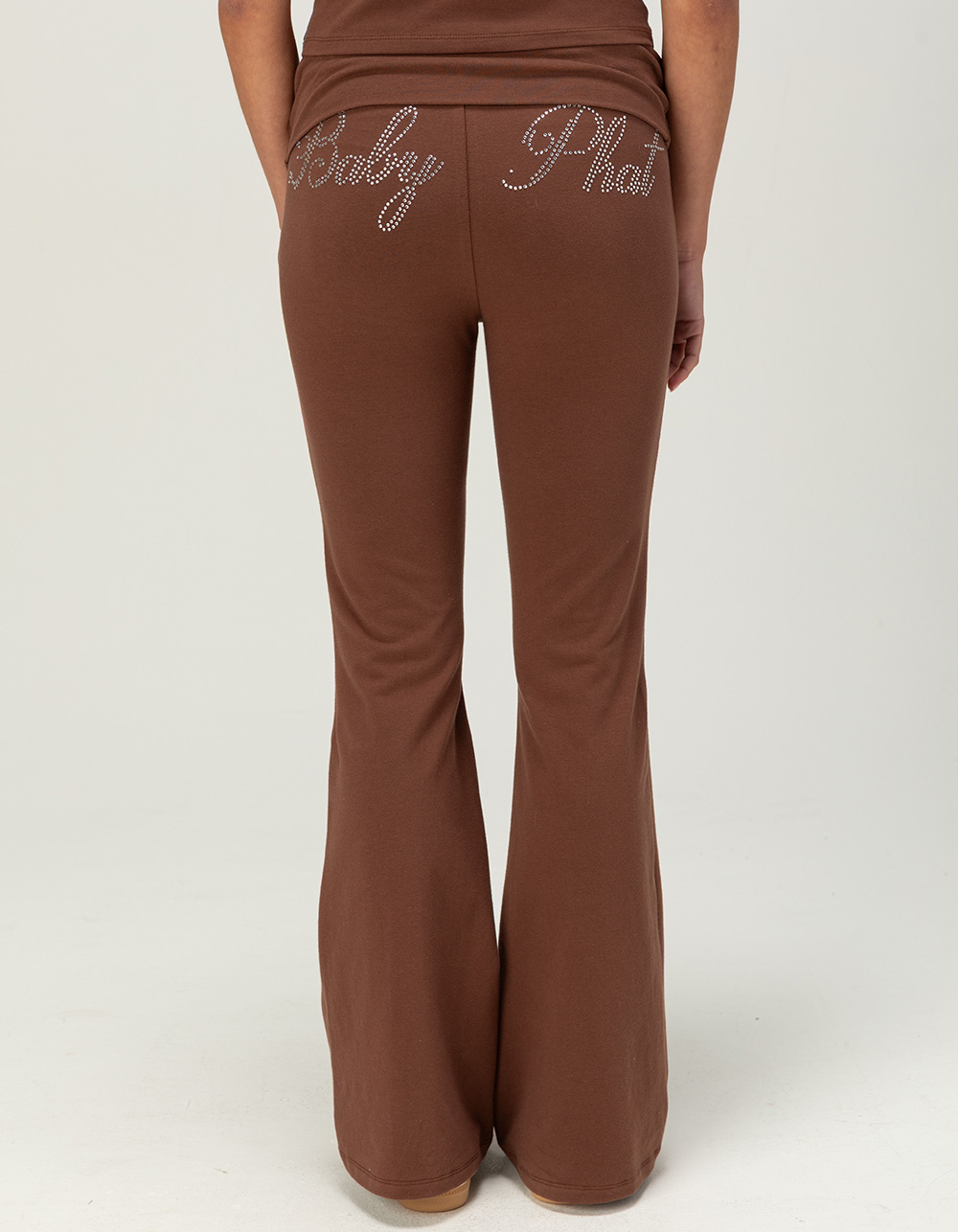 BABY PHAT Fold Over Womens Flare Pants - BROWN