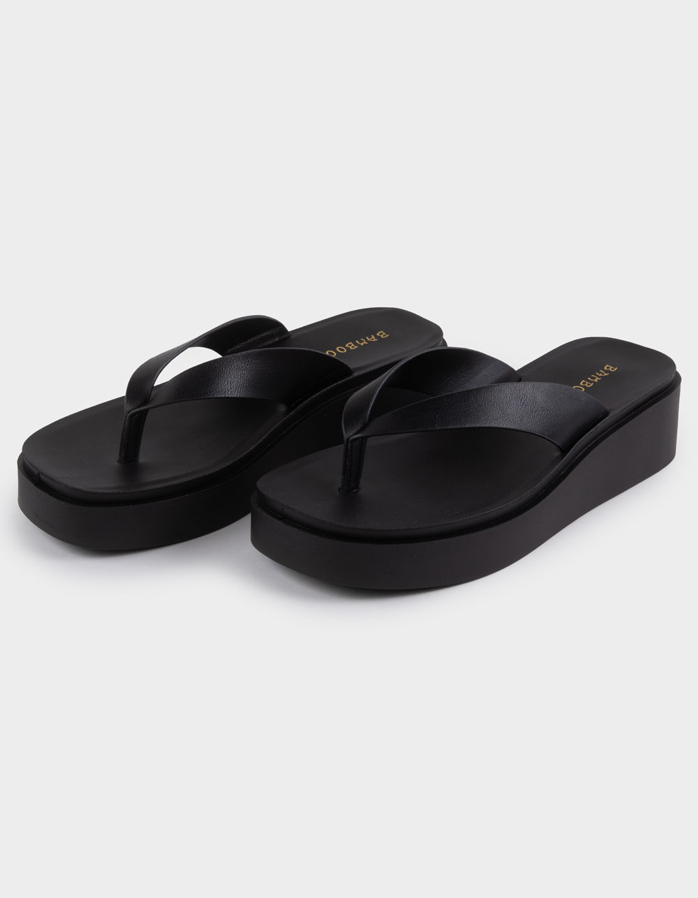 BAMBOO Luck Womens Flatform Sandals - BLACK