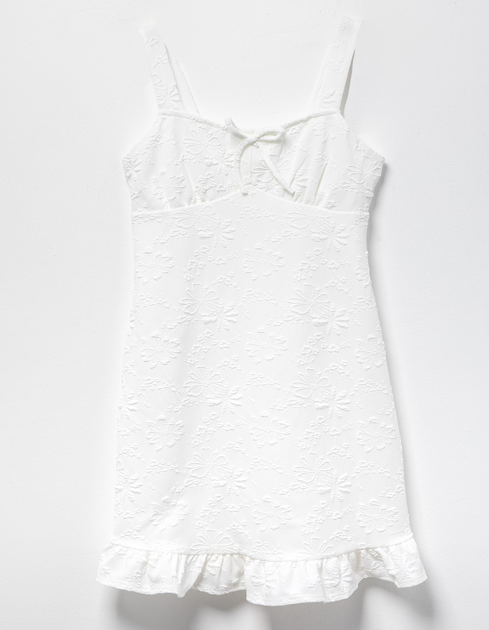 FULL TILT Floral Textured Girls Dress - WHITE