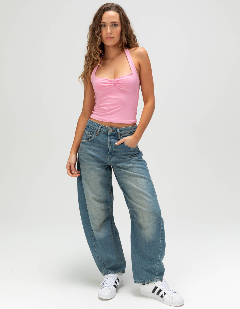TILLYS Butter Soft Double Layer Womens Halter Top - PINK