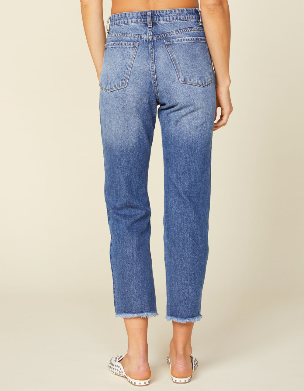 AMUSE SOCIETY Selena Blue Denim Womens Ripped Crop Jeans - BLUE DENIM ...
