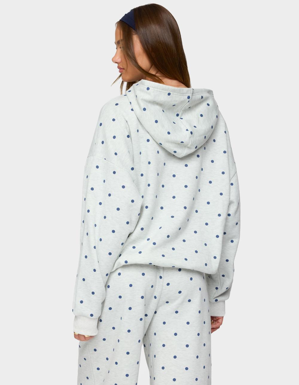EDIKTED Ny Babe Polka Dot Hoodie - GRAY