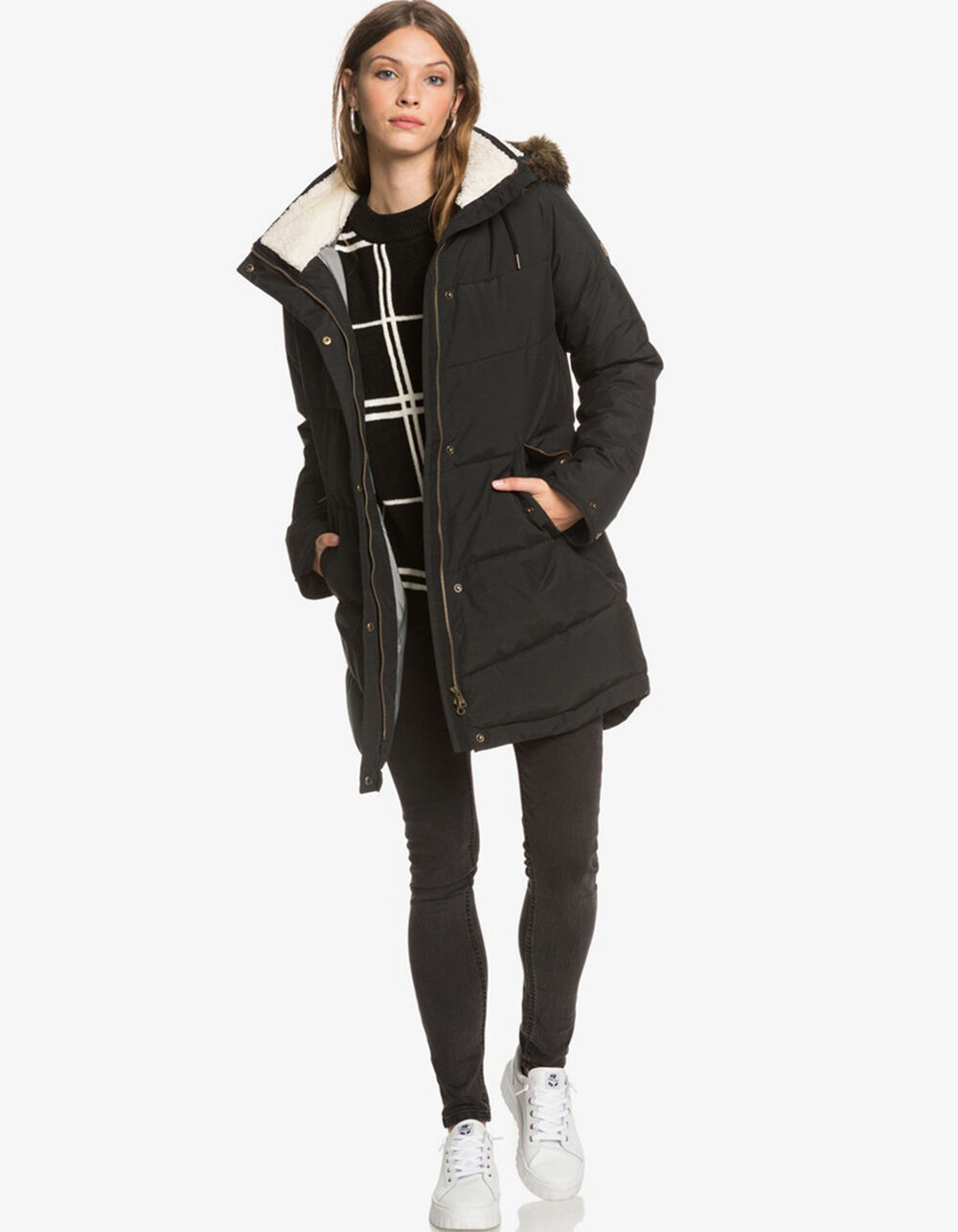 Ellie water repellent hooded longline puffa jacket Clearance